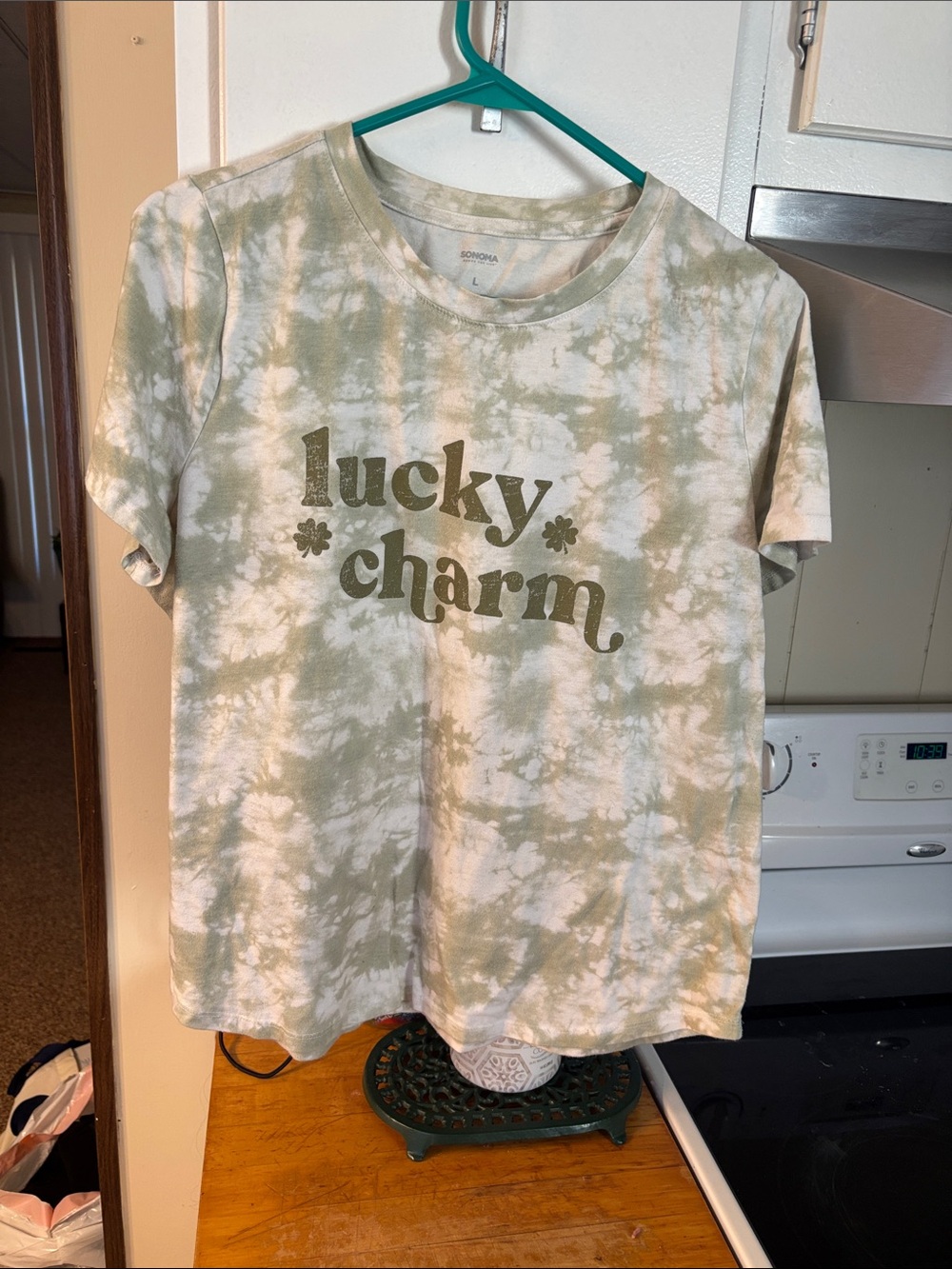 Sonoma Olive & White Tie-Dye "Lucky Charm" Tee